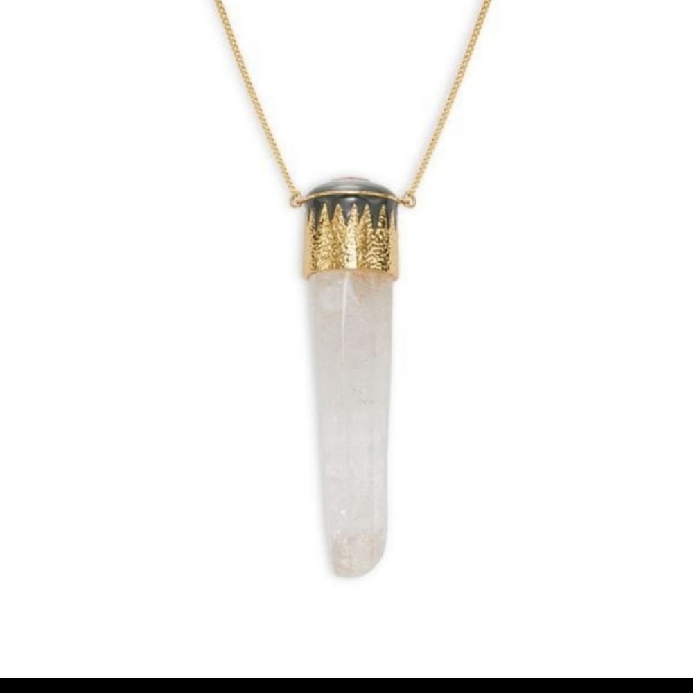 ALEXIS BITTAR 14K GOLD plated Crystal Quartz 28 inch Necklace - Picture 2 of 2